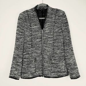 Karl Lagerfeld Tweed Full Zip Blazer Jacket Sz L